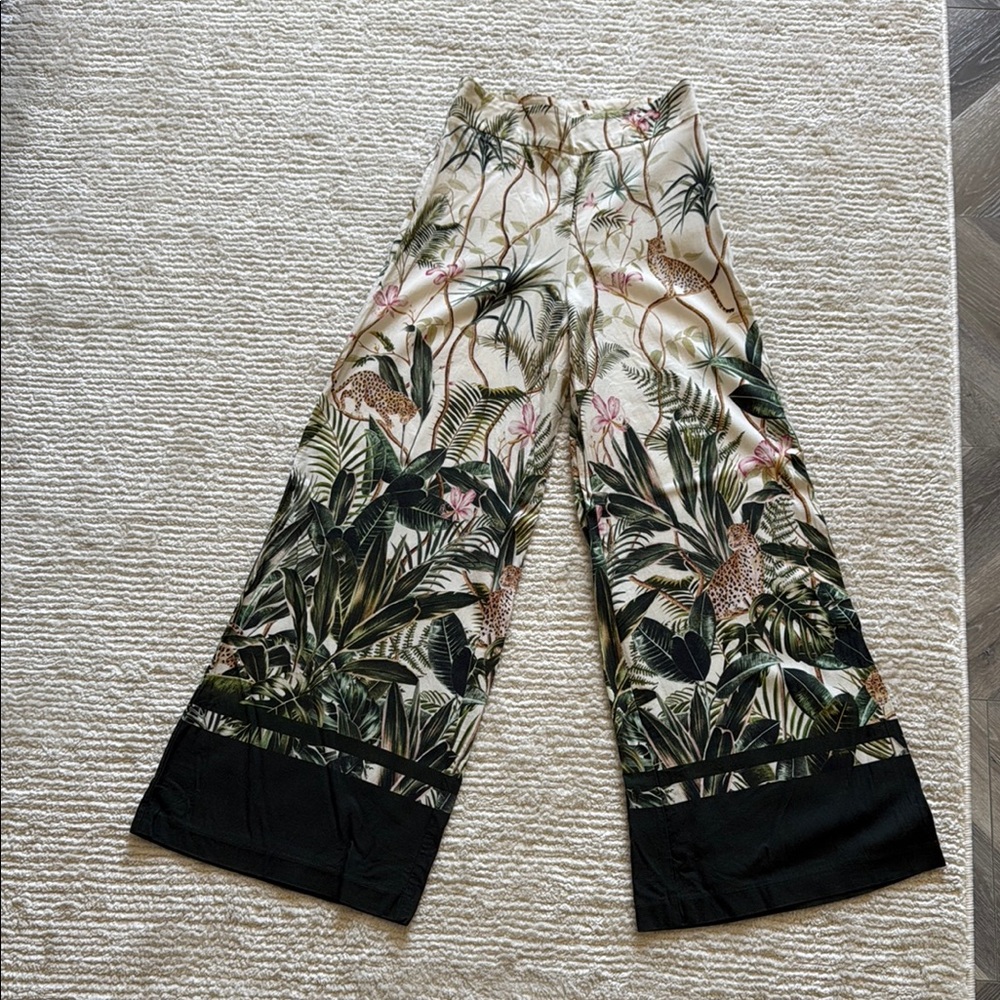 H&M Leaf Print Pants - Green and Pink